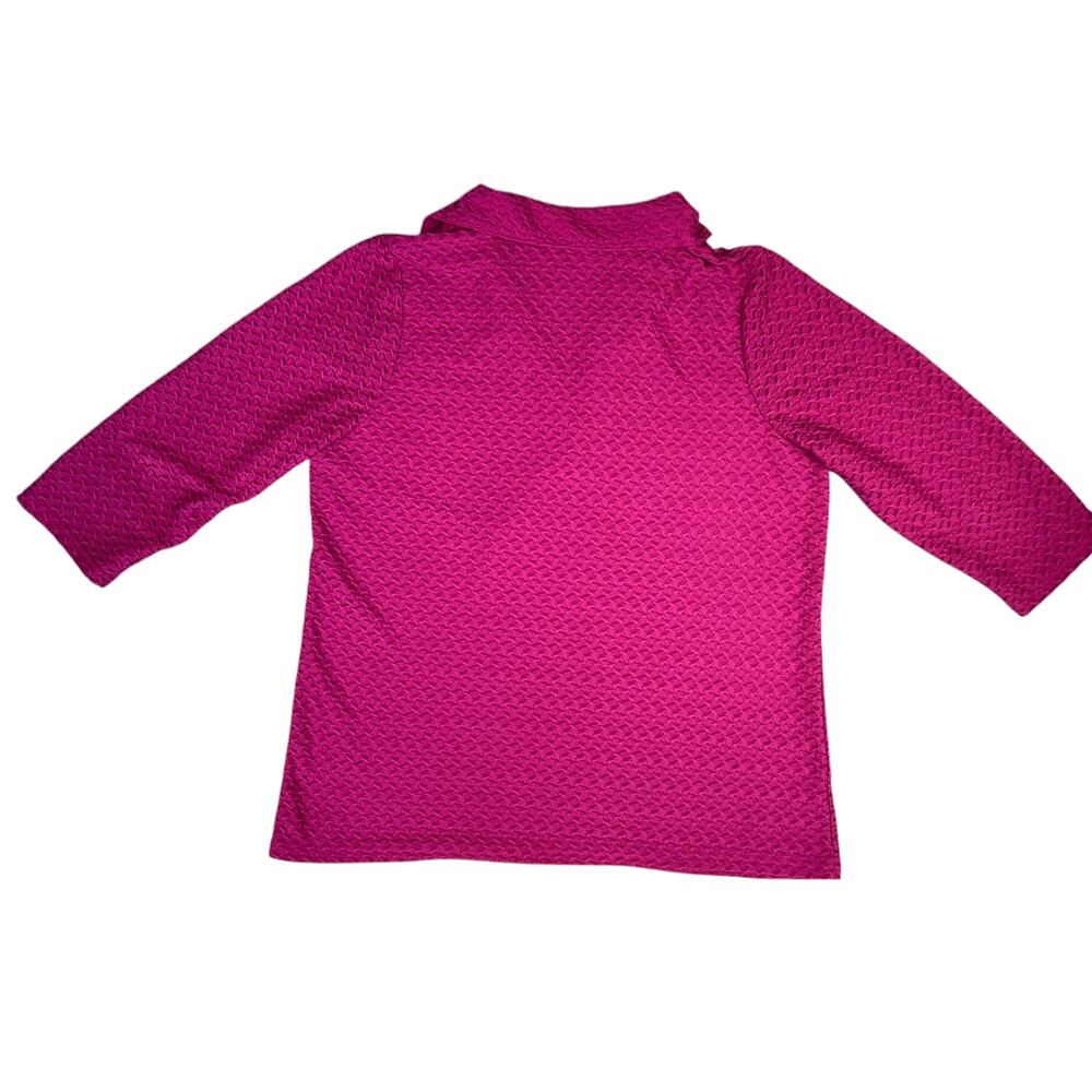 Lane Bryant Textured 3/4 Sleeve Collared Tunic Blouse Plus Size 14/16 Hot Pink - Picture 6 of 14